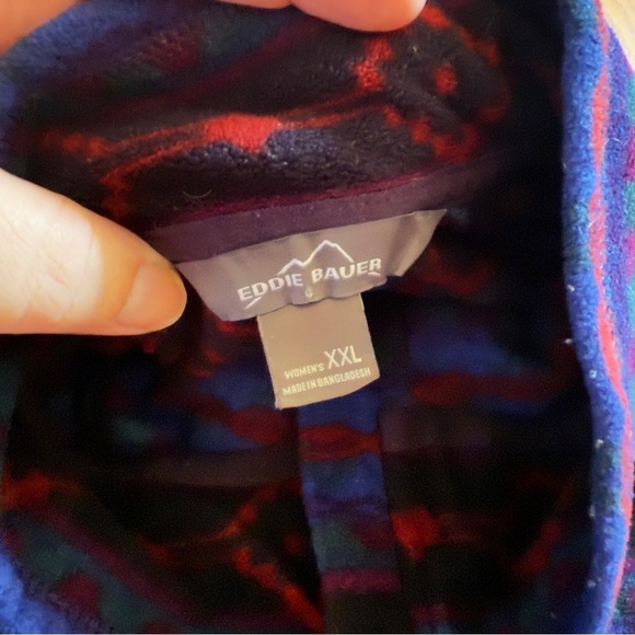 Eddie Bauer Quest Fleece 1/4 Zip Pullover Size XXL Blue Red Green Aztec - Picture 4 of 6